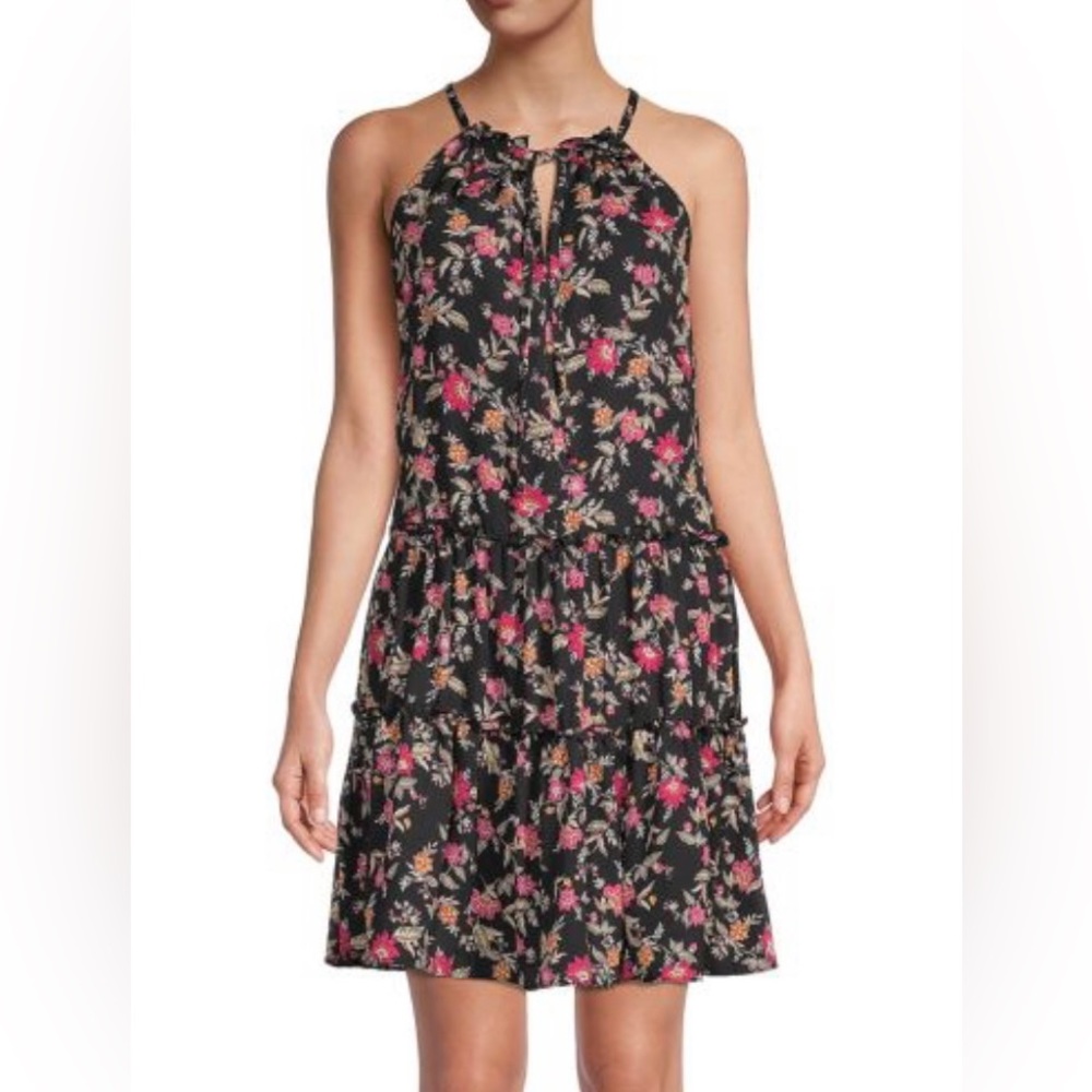 SUPPLY & DEMAND-Astor Floral Tiered Mini Dress. Black. Medium.NWT.